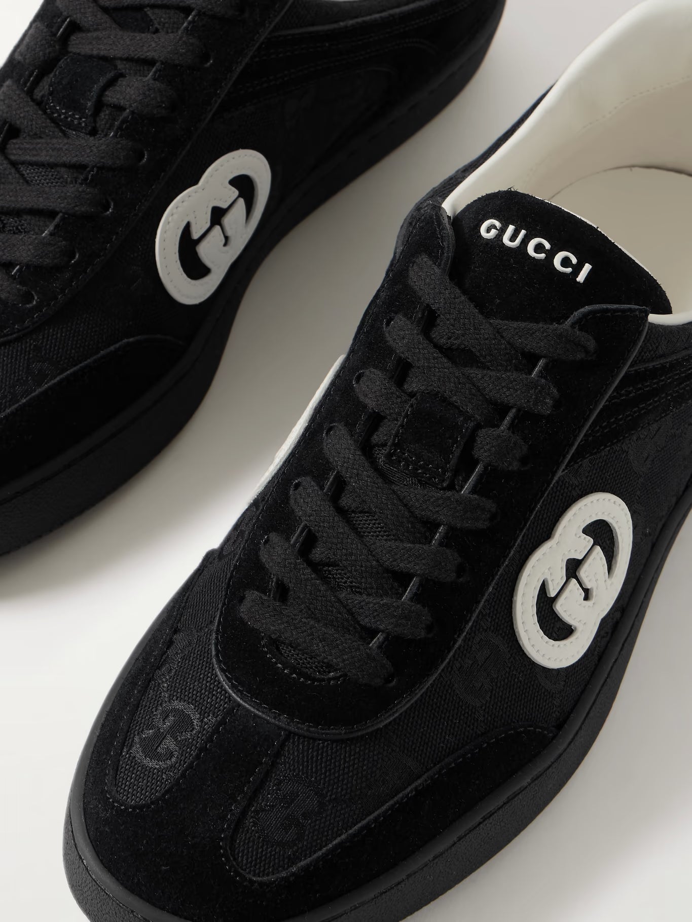 GUCCI G47 sneakers in canvas with logo pattern and suede with leather trim Mens