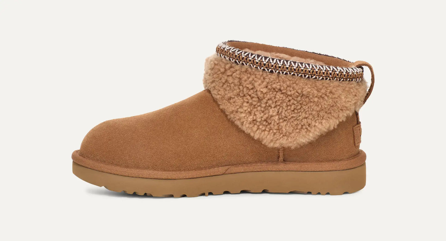 Women's Classic Ultra Mini Maxi Curly Boot Chestnut