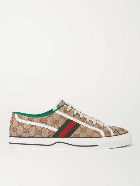 GUCCI Tennis 1977 Webbing-Trimmed Logo-Jacquard Canvas Sneaker Men