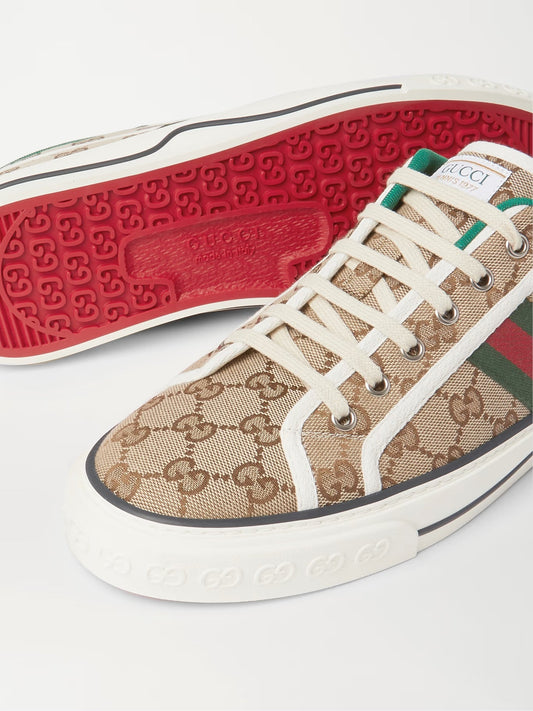 GUCCI Tennis 1977 Webbing-Trimmed Logo-Jacquard Canvas Sneaker Men