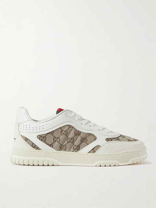 GUCCI Re-Web Suede and Webbing-Trimmed Canvas and Leather Sneakers