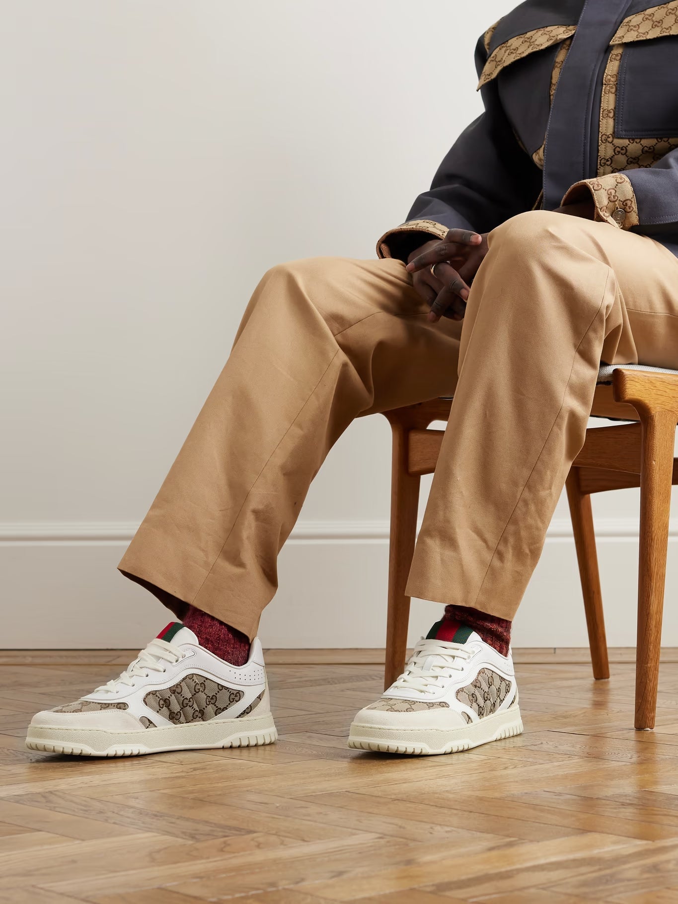 GUCCI Re-Web Suede and Webbing-Trimmed Canvas and Leather Sneakers