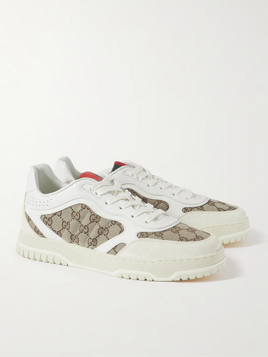 GUCCI Re-Web Suede and Webbing-Trimmed Canvas and Leather Sneakers
