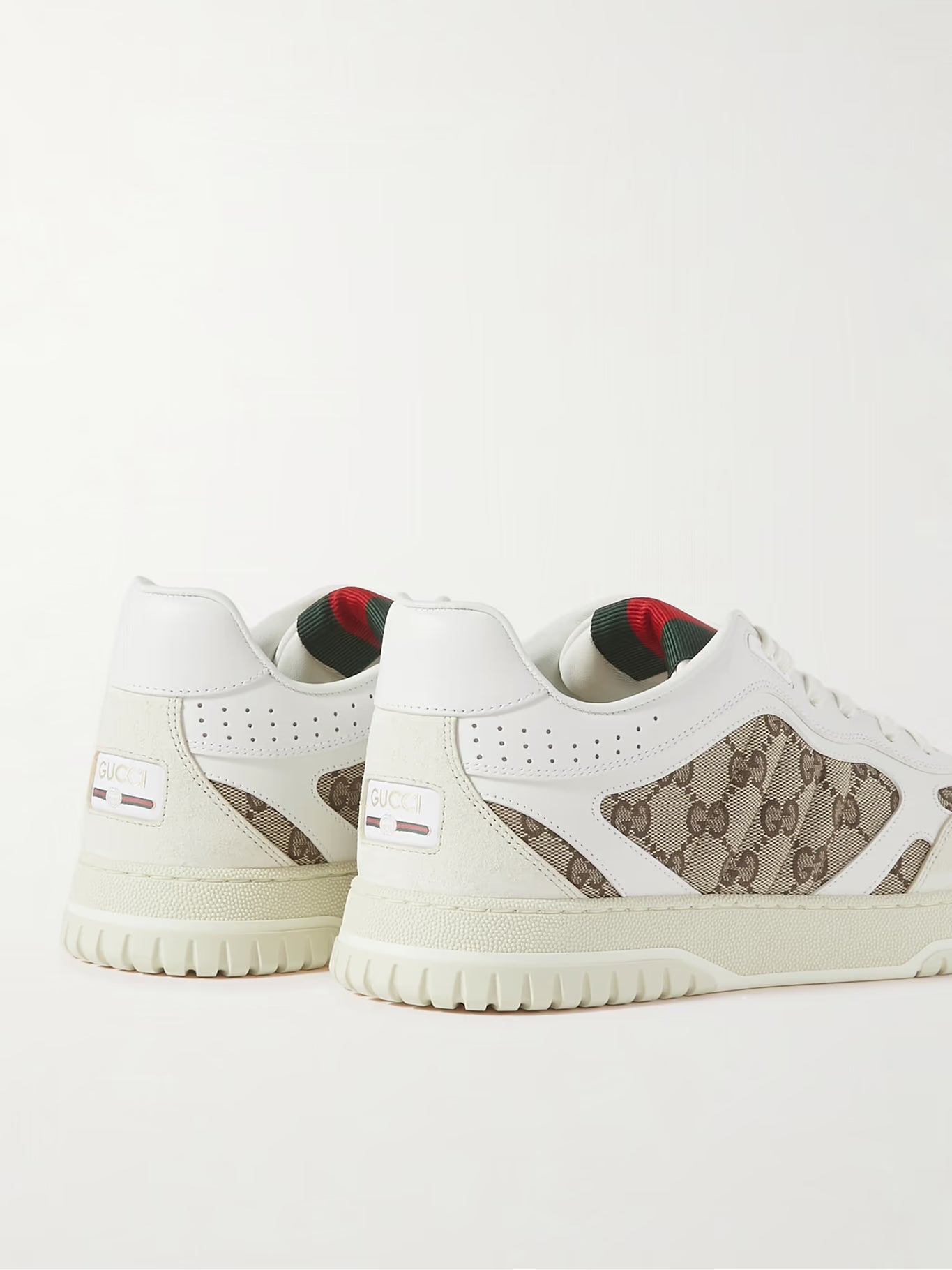 GUCCI Re-Web Suede and Webbing-Trimmed Canvas and Leather Sneakers