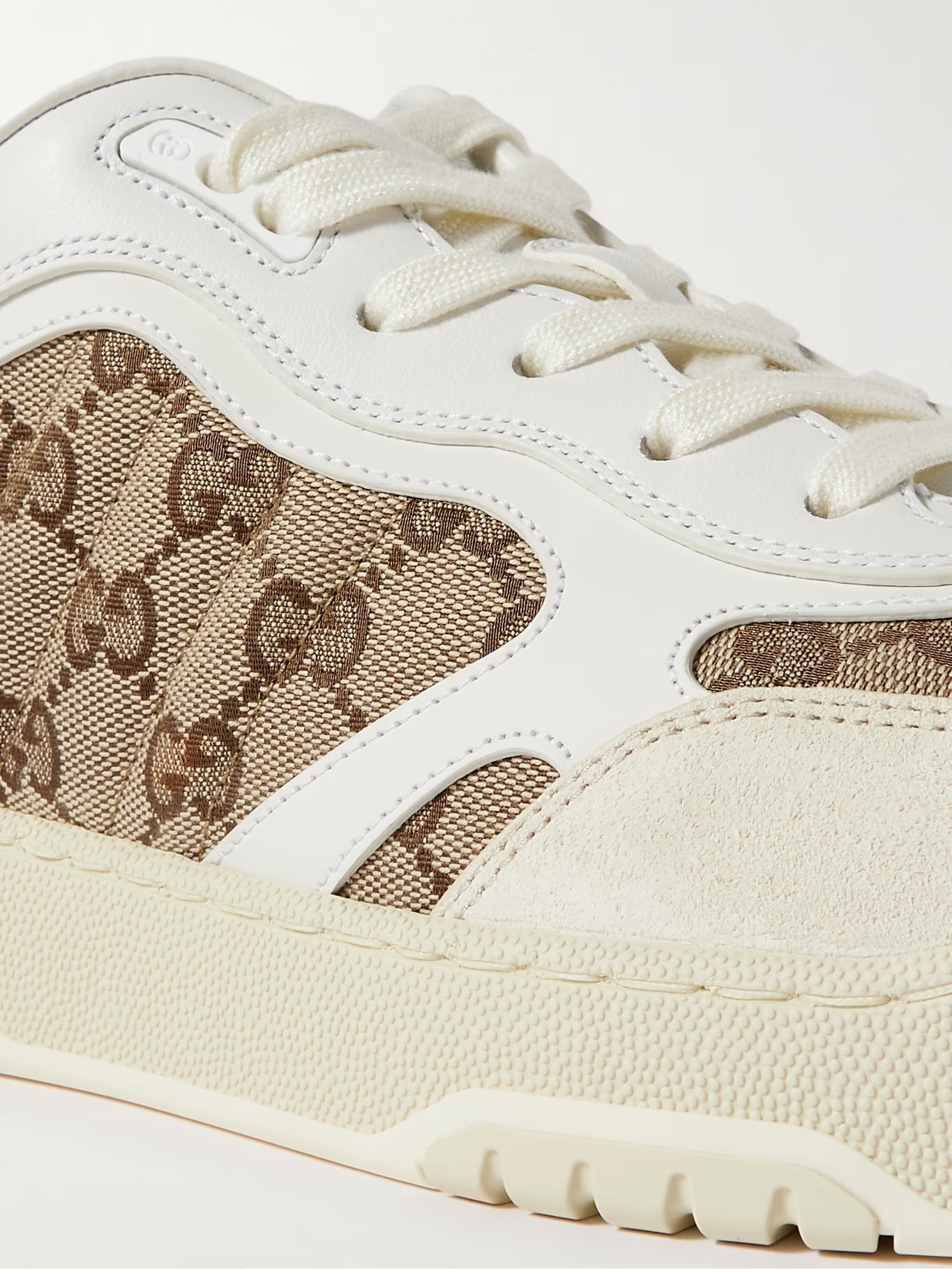 GUCCI Re-Web Suede and Webbing-Trimmed Canvas and Leather Sneakers