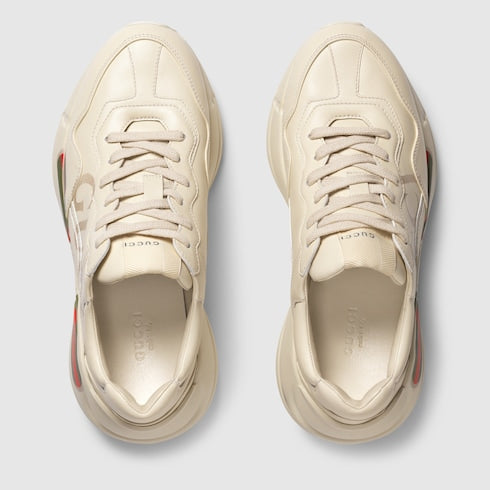 Gucci Rhyton women's leather sneakers with Gucci logo Beige