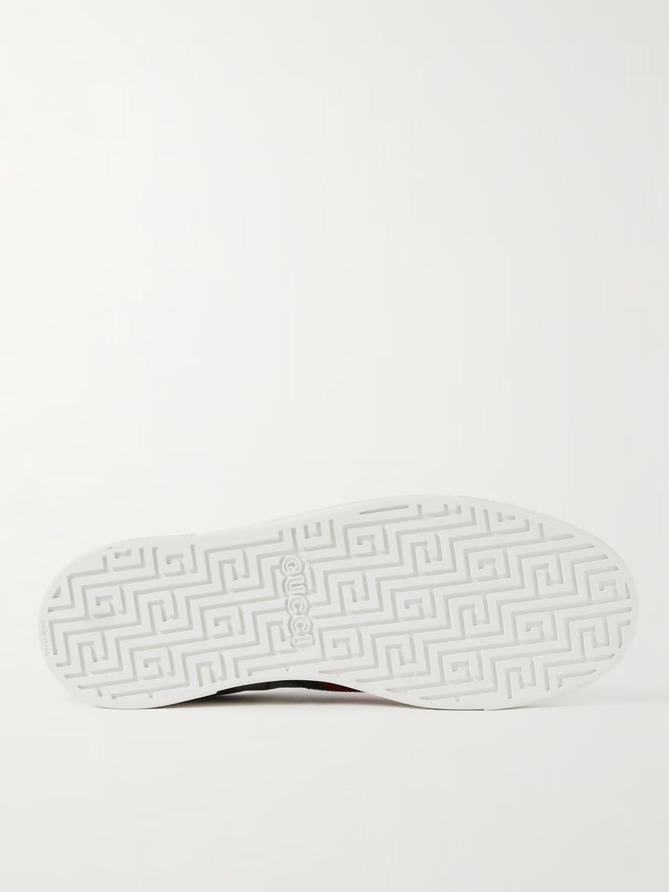 GUCCI Ace sneakers in canvas with logo pattern, leather trim and woven ribbon